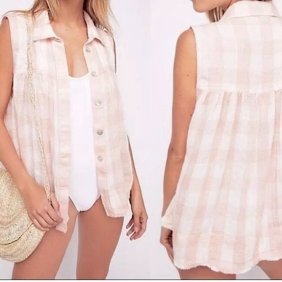 Free People Women's Hey There Sunrise Button Down Relaxed, Flowy, Hobo Size M - Picture 1 of 9